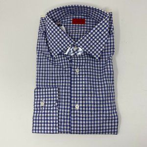 NEW isaia check long sleeve dress shirt